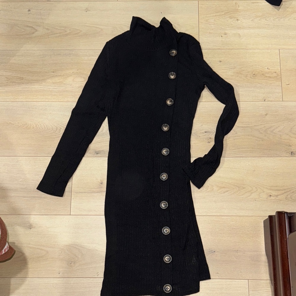 Elegant Black Button-Up Dress